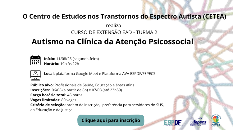 Capa da notícia: O Centro de Estudos em Autismo (CETEA) Realiza CURSO DE EXTENSÃO EAD